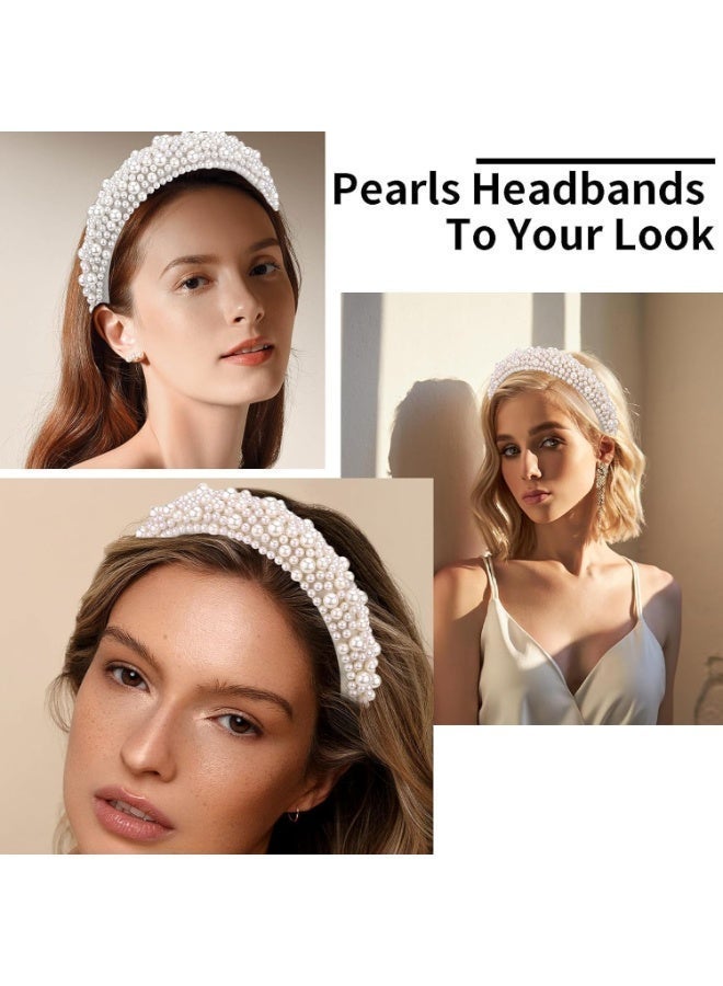 ChicAbode عصابة رأس اللؤلؤة - عصابة رأس واسعة عصابة رأس اللؤلؤة ، إكسسوارات شعر اللؤلؤة العراسية ، عصابات رأس الموضة النسائية ، عصابات رأس اللؤلؤة ، عصابة رأس منفخة لطيفة مع لؤلؤة زائفة لعيد ميلاد (أسود) - Image 4